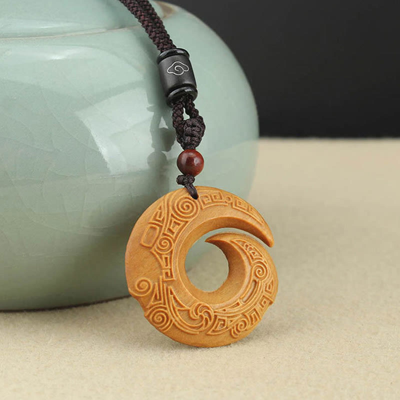 Buddha Stones黒檀 白檀 運気アップ デザイン柄 平和 ネックレス ペンダント