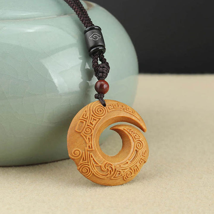Buddha Stones黒檀 白檀 運気アップ デザイン柄 平和 ネックレス ペンダント