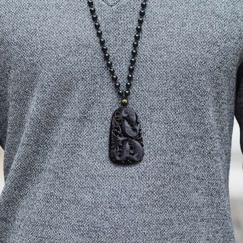 Buddha Stones黒曜石 鯉 彫刻 強さ ビーズ ネックレス ペンダント - image 17
