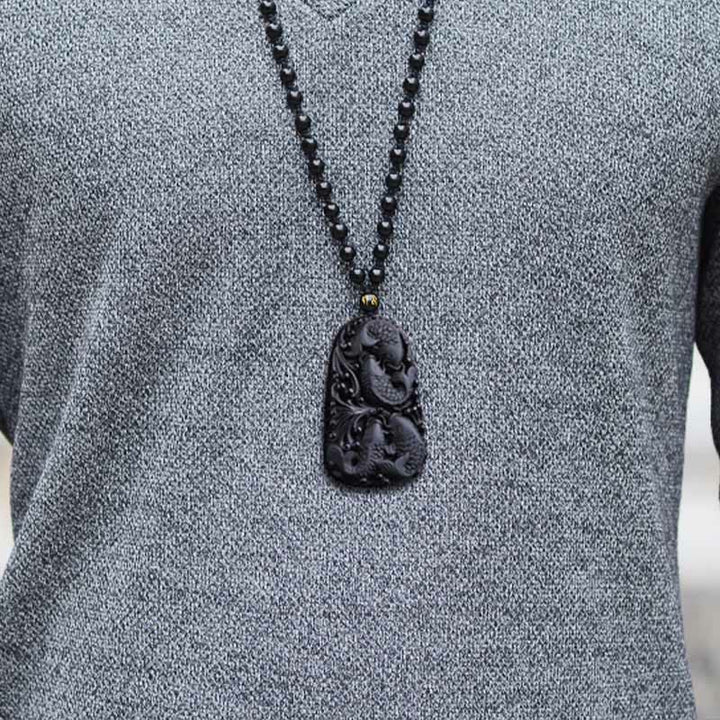 Buddha Stones黒曜石 鯉 彫刻 強さ ビーズ ネックレス ペンダント - image 17