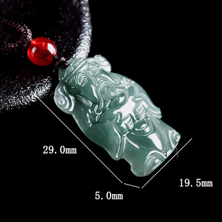 Buddha Stones天然グリーン翡翠 中国富貴神 財神インゴット 豊穣のネックレスペンダント