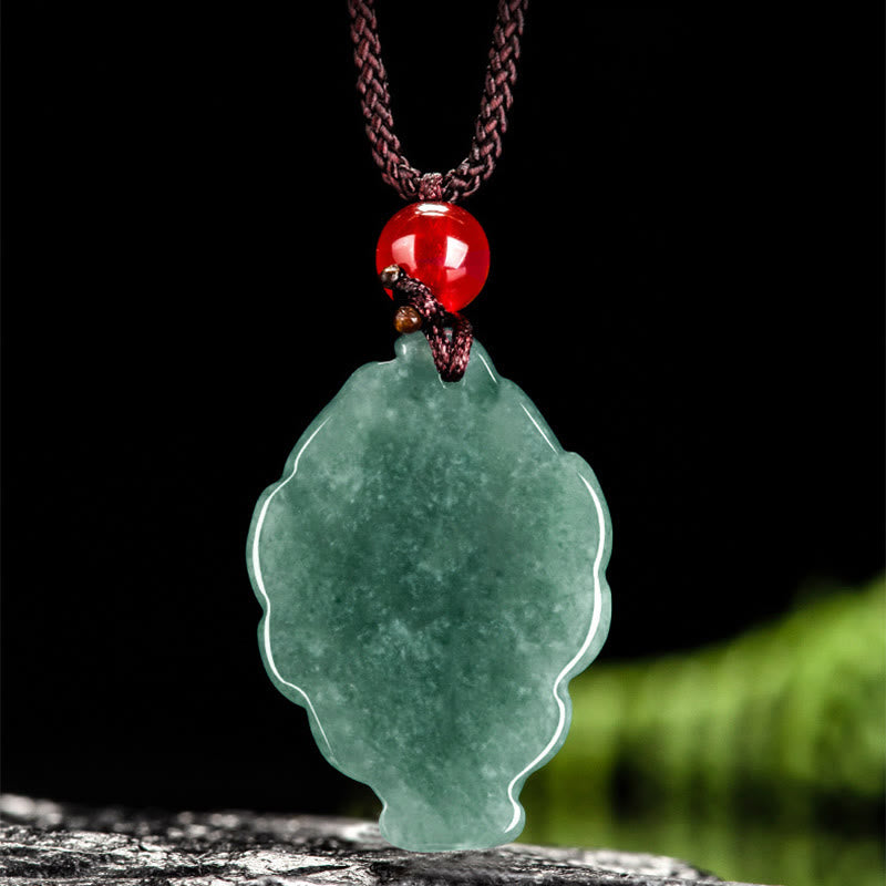 Buddha Stones天然緑翡翠九尾狐幸運ネックレスペンダント