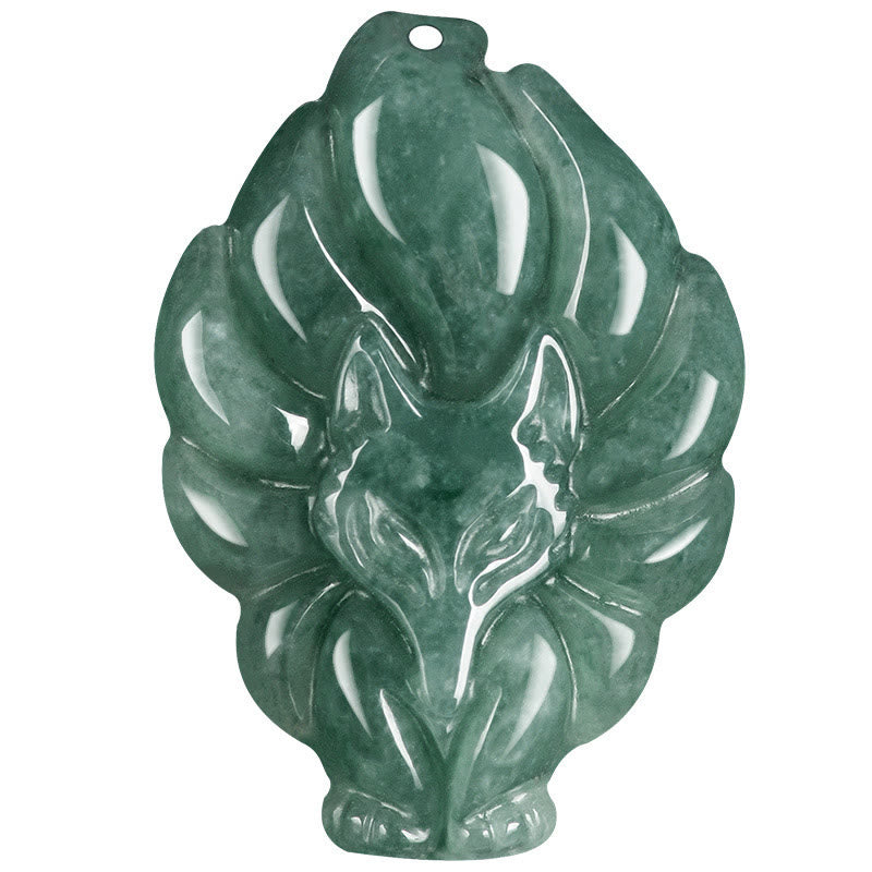Buddha Stones天然緑翡翠九尾狐幸運ネックレスペンダント - image 10