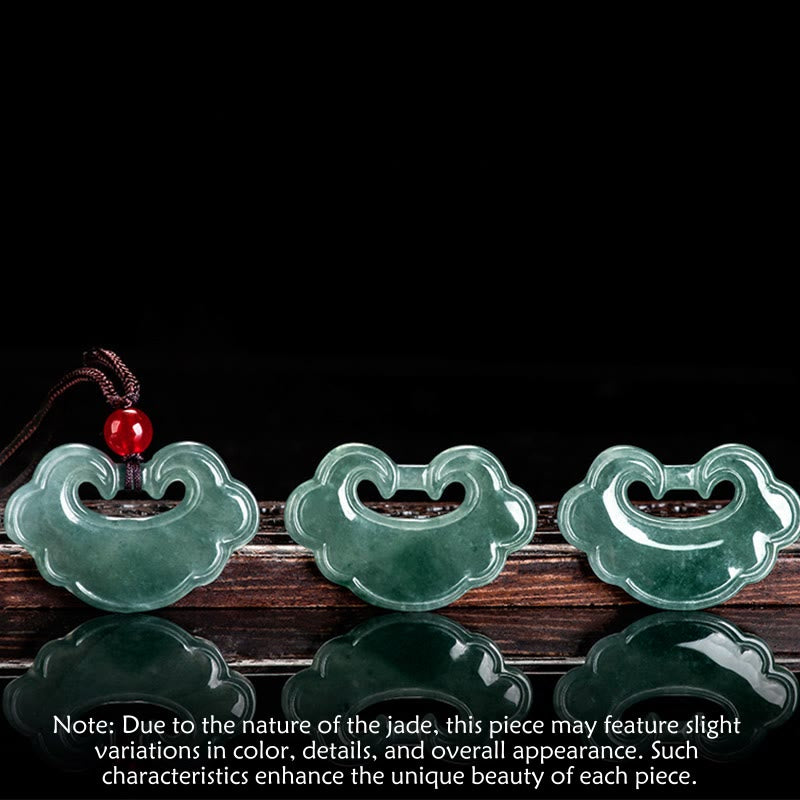 Buddha Stones天然グリーン翡翠 中国ロックチャーム 幸運ネックレスペンダント