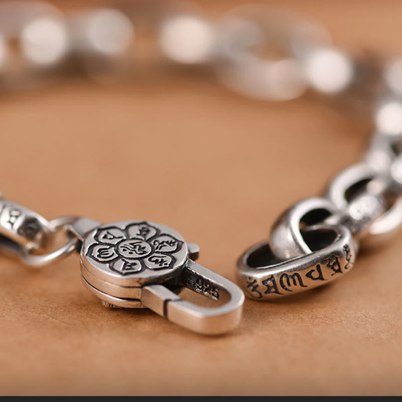 Buddha Stones925スターリングシルバー 六つの真実の言葉 知恵と静寂のブレスレット