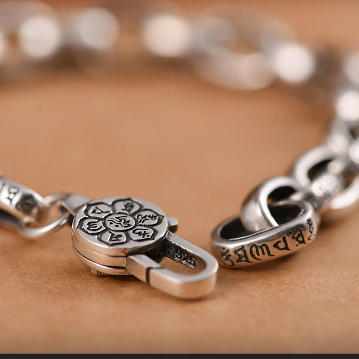 Buddha Stones925スターリングシルバー 六つの真実の言葉 知恵と静寂のブレスレット