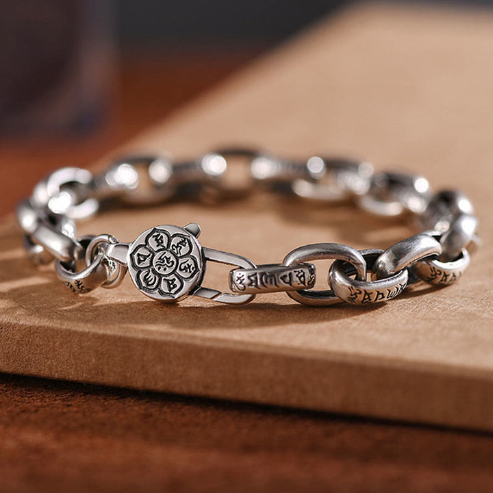 Buddha Stones925スターリングシルバー 六つの真実の言葉 知恵と静寂のブレスレット