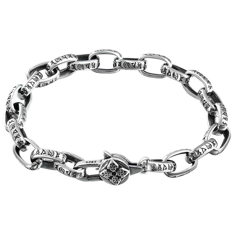 Buddha Stones925スターリングシルバー 六つの真実の言葉 知恵と静寂のブレスレット