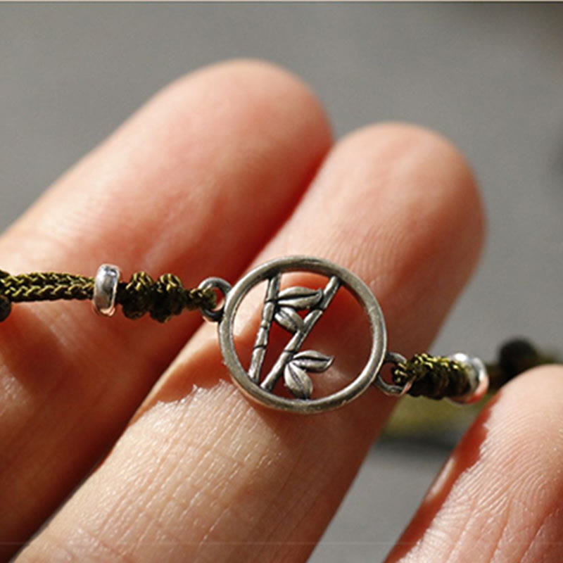 Buddha Stones925スターリングシルバー 竹製幸運紐ブレスレット