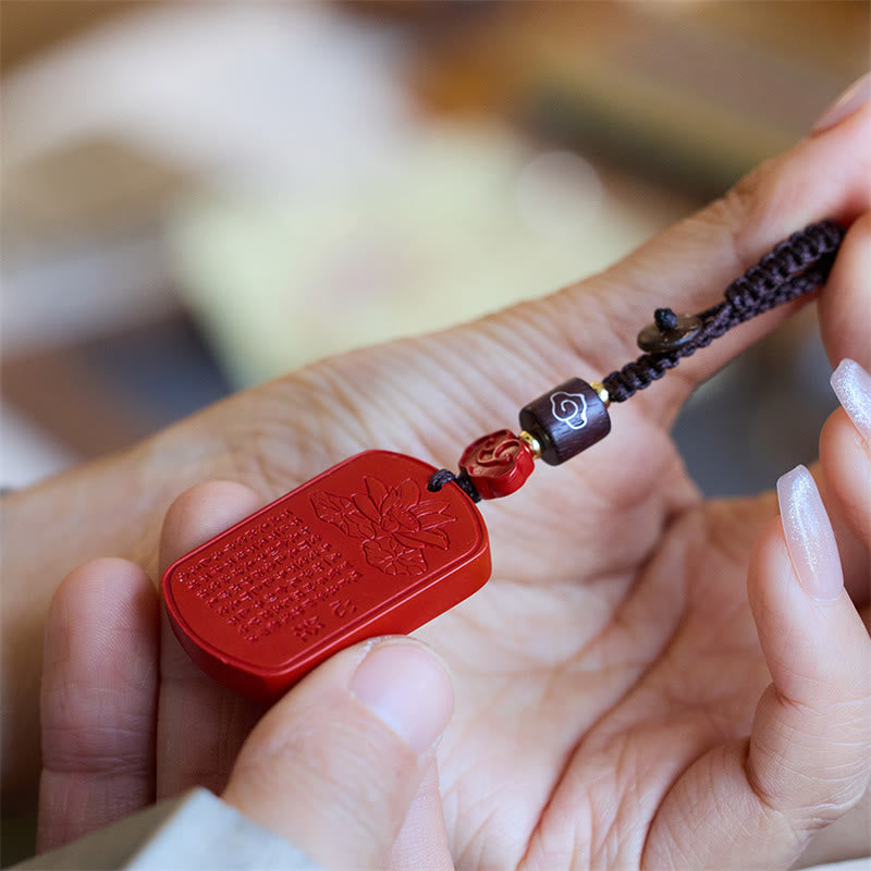 Buddha Stones天然辰砂 般若心経 祝福キーホルダー