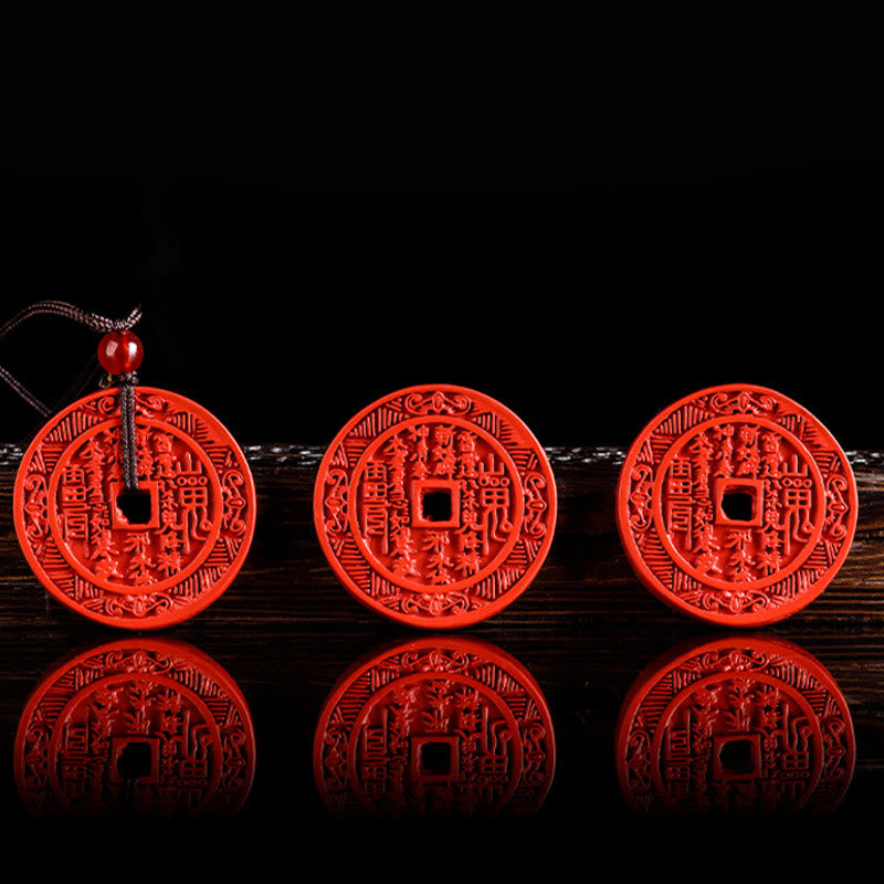 Buddha Stones天然辰砂 山の幽霊 お金を使う 八卦デザイン 祝福ネックレスペンダント