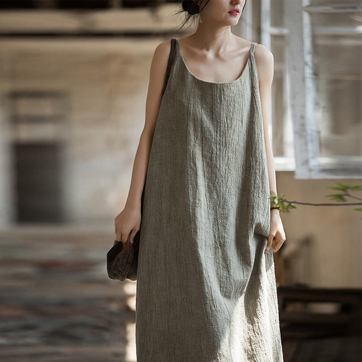 Buddha Stonesのサマースパゲッティストラップハンドメイドタイダイリネンミディキャミワンピース - image 20