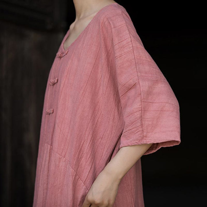 Buddha Stonesハンドメイド タイダイ ラミー リネン フロッグボタン ミディドレス ワイドレッグパンツ ポケット付き - image 20