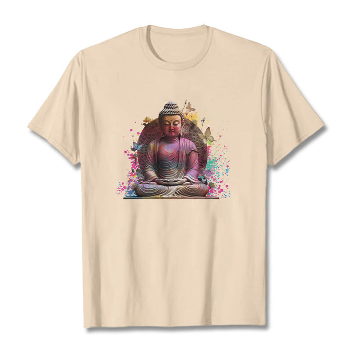 Buddha Stones、蝶、瞑想、仏陀のTシャツ - ビスク - 2XL - image 1