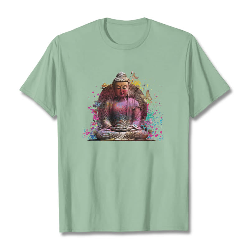 Buddha Stones、蝶、瞑想、仏陀のTシャツ - ペールグリーン - 2XL - image 14