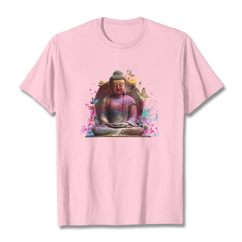 Buddha Stones、蝶、瞑想、仏陀のTシャツ - ライトピンク - 2XL - image 12