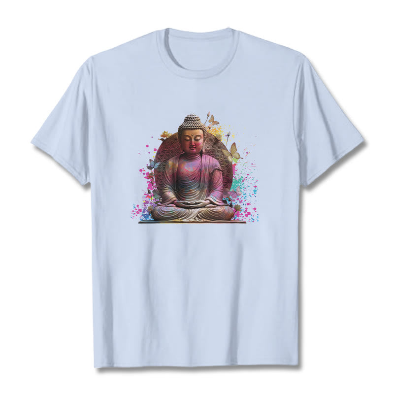 Buddha Stones、蝶、瞑想、仏陀のTシャツ - ライトシアン - 2XL - image 18