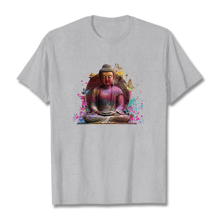 Buddha Stones、蝶、瞑想、仏陀のTシャツ - ライトグレー - 2XL - image 19