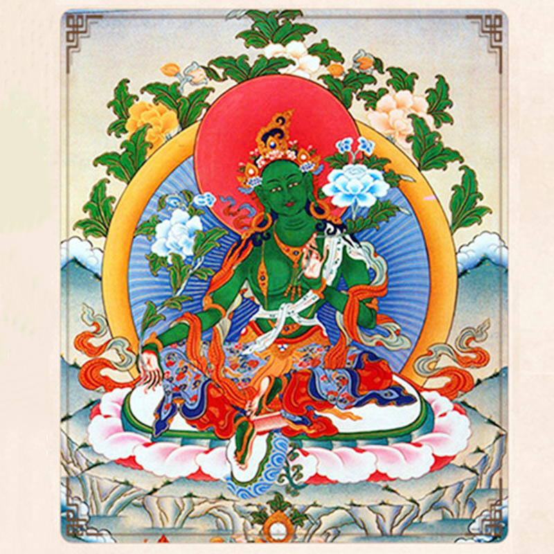Buddha Stones 108Malaビーズ 天然グリーンアゲート 菩薩 グリーンターラ 顕現チャームブレスレット