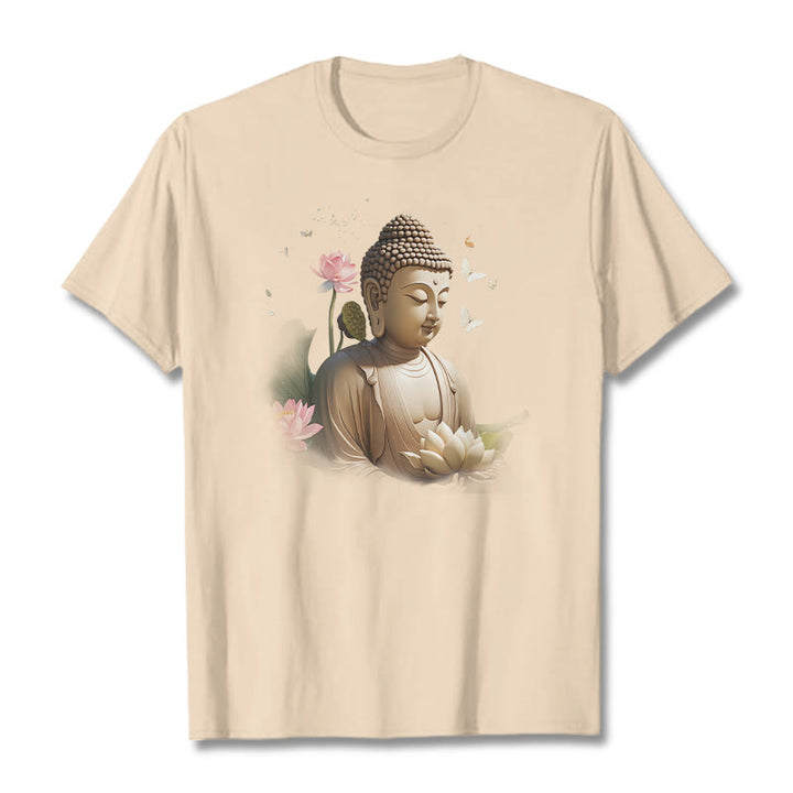 Buddha Stones、蓮、蝶、瞑想、仏陀のTシャツ - ビスク - 2XL - image 8