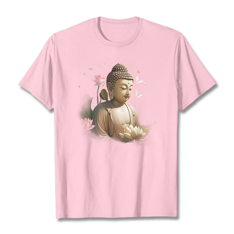 Buddha Stones、蓮、蝶、瞑想、仏陀のTシャツ - ライトピンク - 2XL - image 12