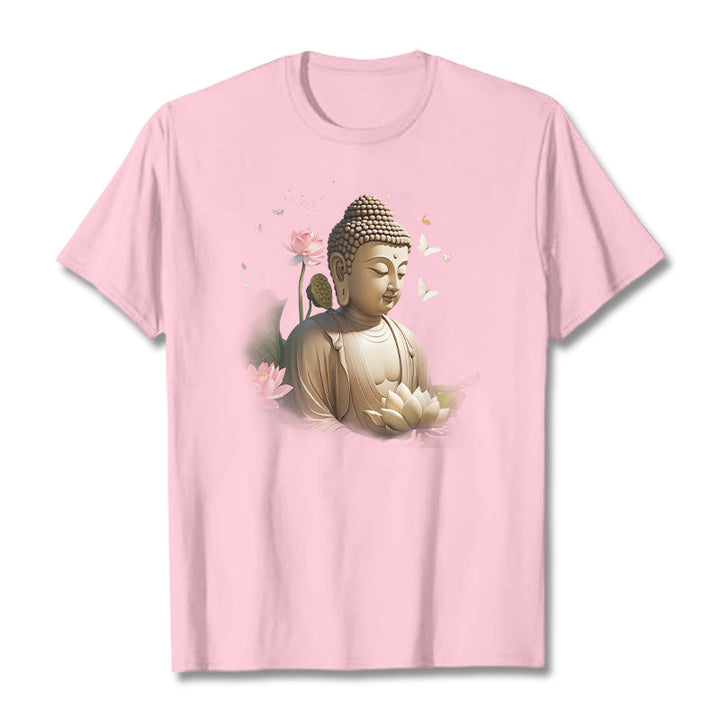 Buddha Stones、蓮、蝶、瞑想、仏陀のTシャツ - ライトピンク - 2XL - image 12