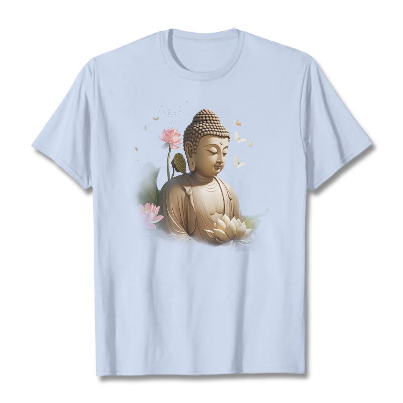 Buddha Stones、蓮、蝶、瞑想、仏陀のTシャツ - ライトシアン - 2XL - image 18