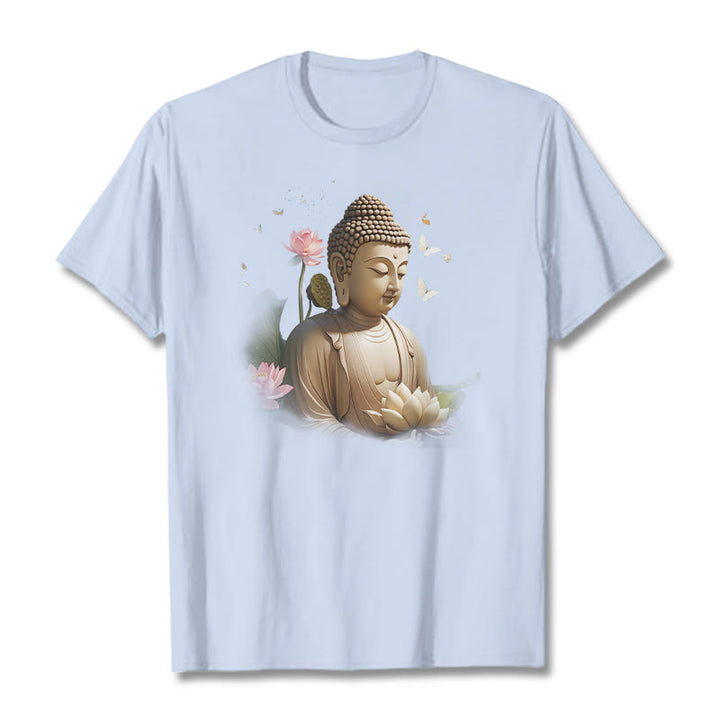 Buddha Stones、蓮、蝶、瞑想、仏陀のTシャツ - ライトシアン - 2XL - image 18