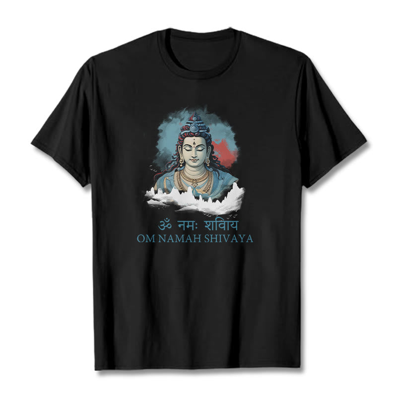 Buddha Stonesサンスクリット語 OM NAMAH SHIVAYA カラフルな雲 T シャツ - 黒 - 2XL - image 0