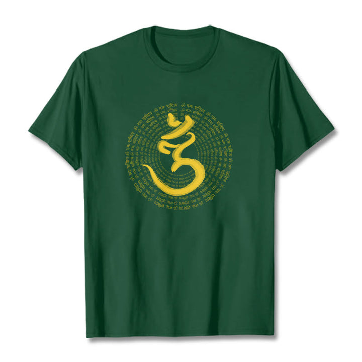 Buddha Stones 108 OM NAMAH SHIVAYA マントラ サンスクリット T シャツ - フォレストグリーン - 2XL - image 0