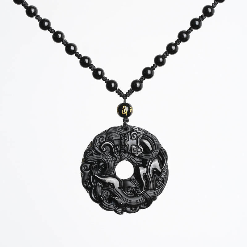Buddha Stones天然黒曜石平和のお守りチャームPiXiu浄化 ネックレス ペンダント - image 10