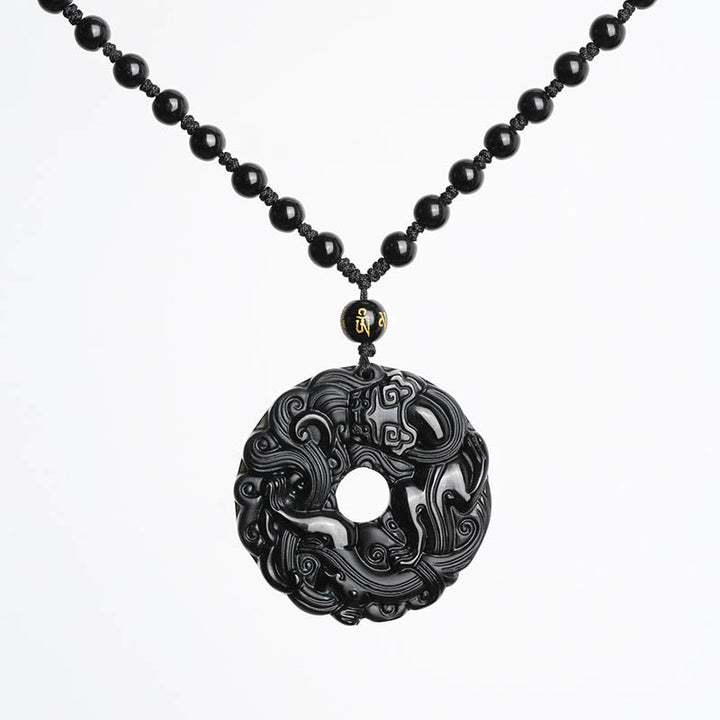 Buddha Stones天然黒曜石平和のお守りチャームPiXiu浄化 ネックレス ペンダント - image 10