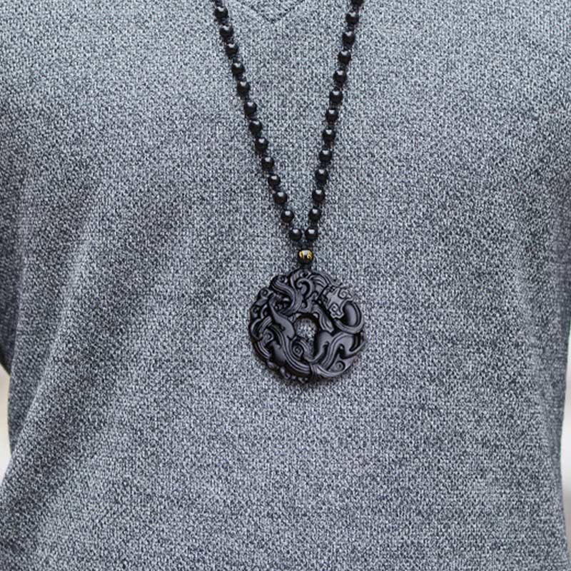 Buddha Stones天然黒曜石平和のお守りチャームPiXiu浄化 ネックレス ペンダント - image 15