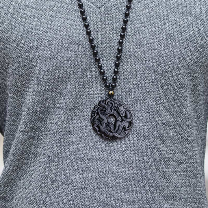 Buddha Stones天然黒曜石平和のお守りチャームPiXiu浄化 ネックレス ペンダント - image 15