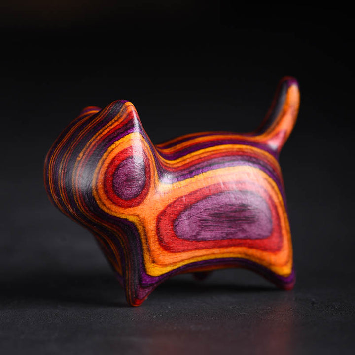 Buddha Stonesミニ猫子猫カラフルな木製かわいいペットの装飾 - オレンジパープルキャット 4.7*2.2*3.5cm - image 0