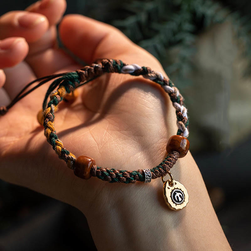 Buddha Stones チベット天然骨（ラクダ・ヤク） 幸運のお守りロープブレスレット