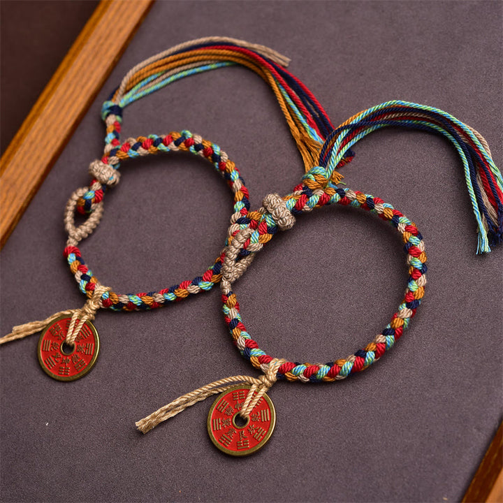 Buddha Stonesハンドメイド八卦ハーモニーマルチカラーロープブレスレット