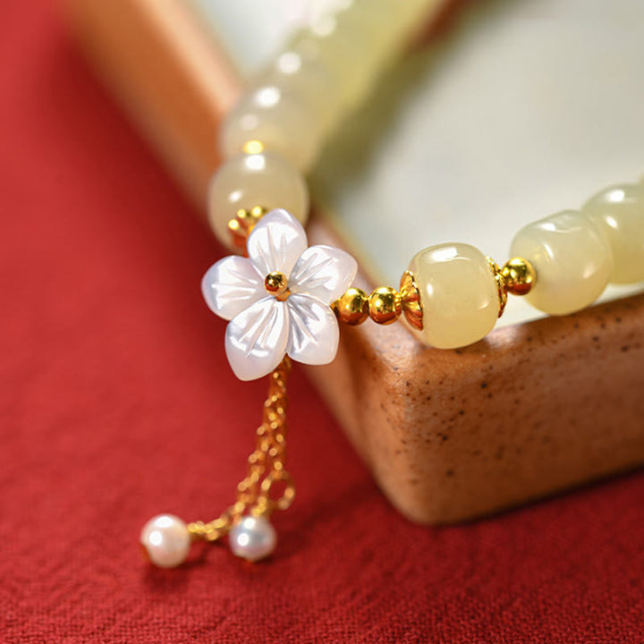Buddha Stones 925スターリングシルバー天然和田翡翠幸運の花ブレスレット - image 8