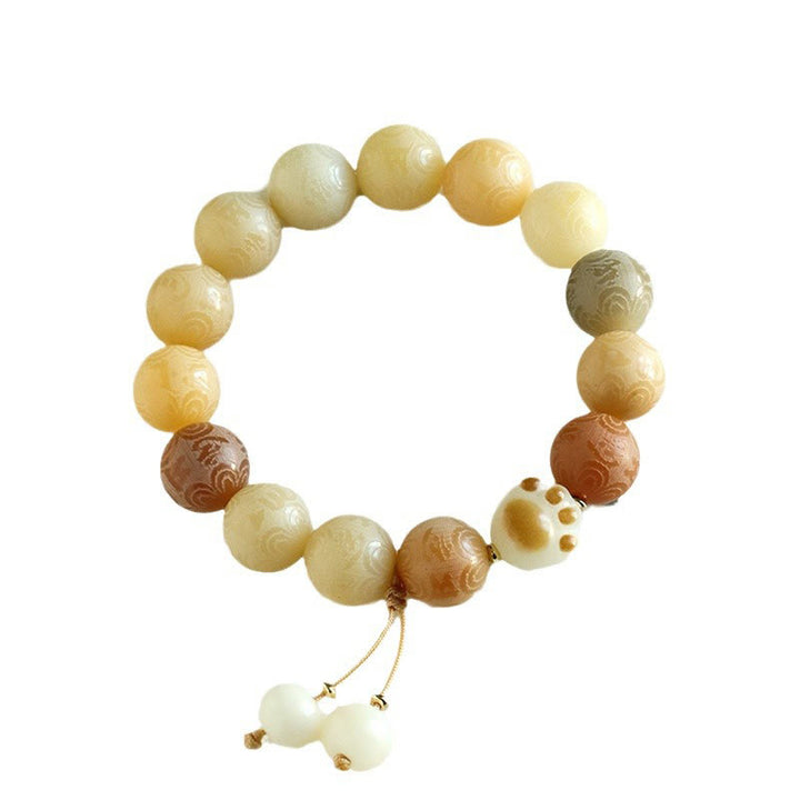 Buddha Stones菩提樹の種子オーム・マニ・パドメ・フム彫刻ハーモニーブレスレット