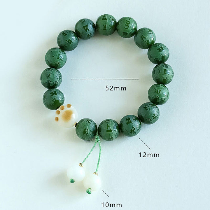 Buddha Stones菩提樹の種子オーム・マニ・パドメ・フム彫刻ハーモニーブレスレット