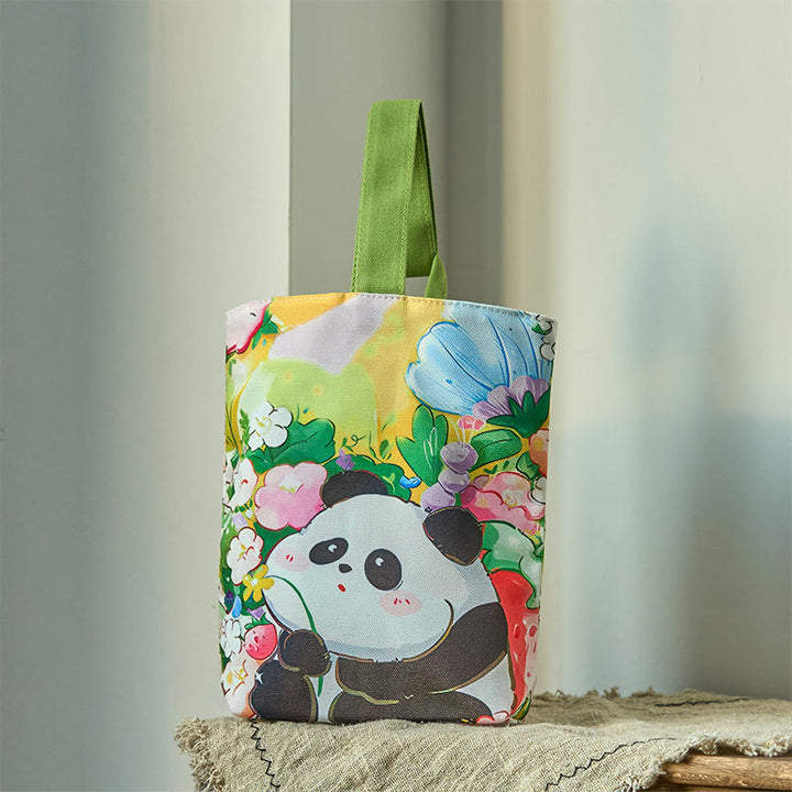 Buddha Stonesパンダ蘭ビワキャンバスハンドバッグ - パンダピース 15×8×22cm - image 0