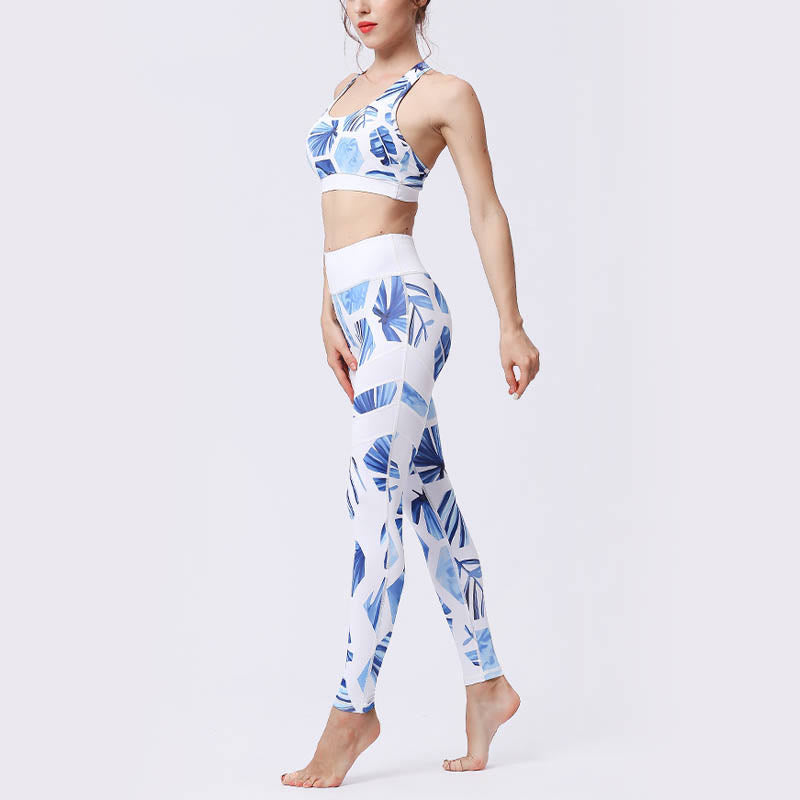 Buddha Stones、花びら、葉のプリント、スポーツ、エクササイズ、フィットネス、ハイウエストレギンス、レディース、ヨガパンツ - image 41