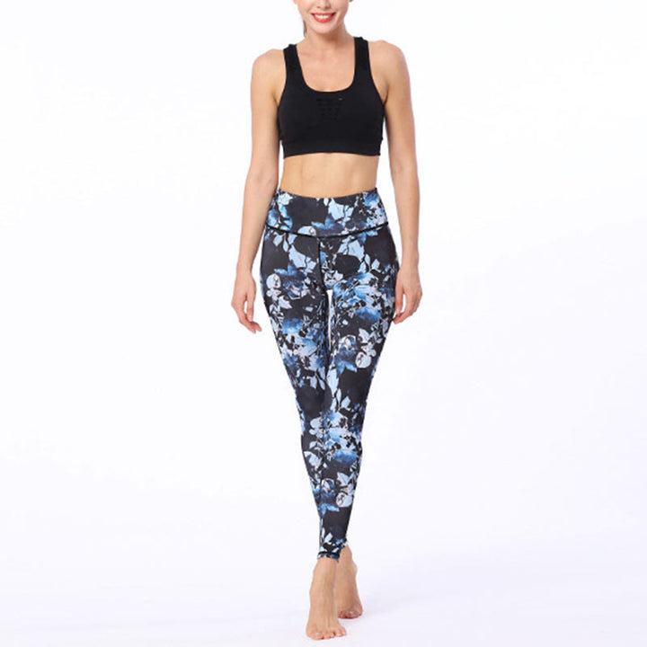 Buddha Stonesシンプルリーフプリント スポーツ フィットネス レギンス レディース ヨガパンツ - image 4