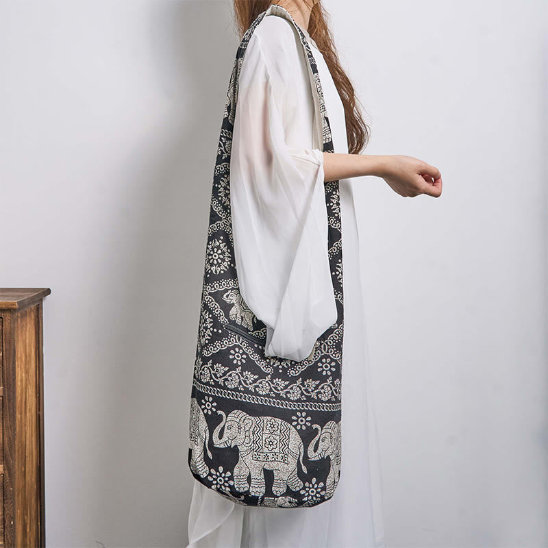 Buddha Stonesコットンエレファントストライプクロスボディバッグショルダーバッグ
