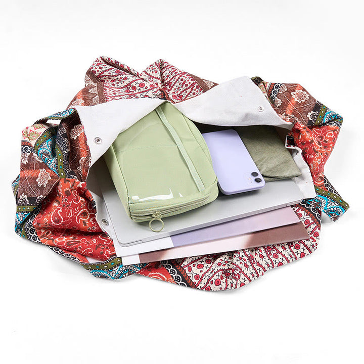 Buddha Stonesカラーストライプ柄コットンショルダーバッグ - image 6