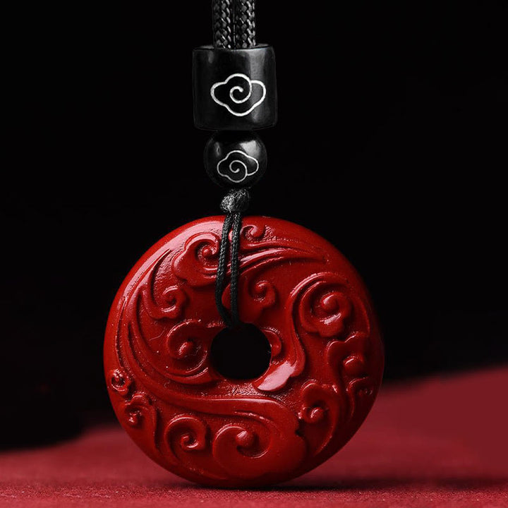 Buddha Stones天然辰砂 蓮平和のお守りチャーム祝福ネックレス ストリングペンダント - image 5
