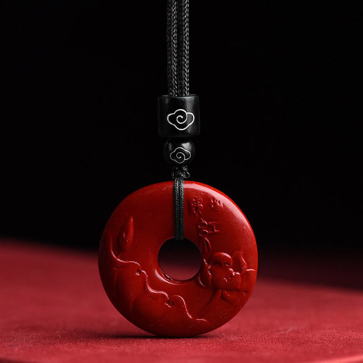 Buddha Stones天然辰砂 蓮平和のお守りチャーム祝福ネックレス ストリングペンダント - 辰砂蓮 - image 11