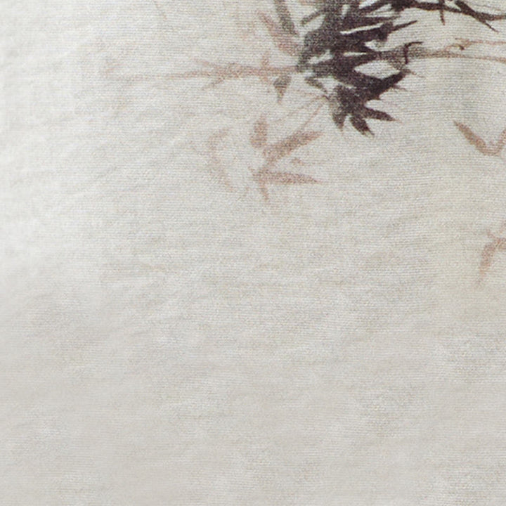 Buddha Stones竹葉プリントVネックレースアップフロッグボタンシャツTシャツ - image 13