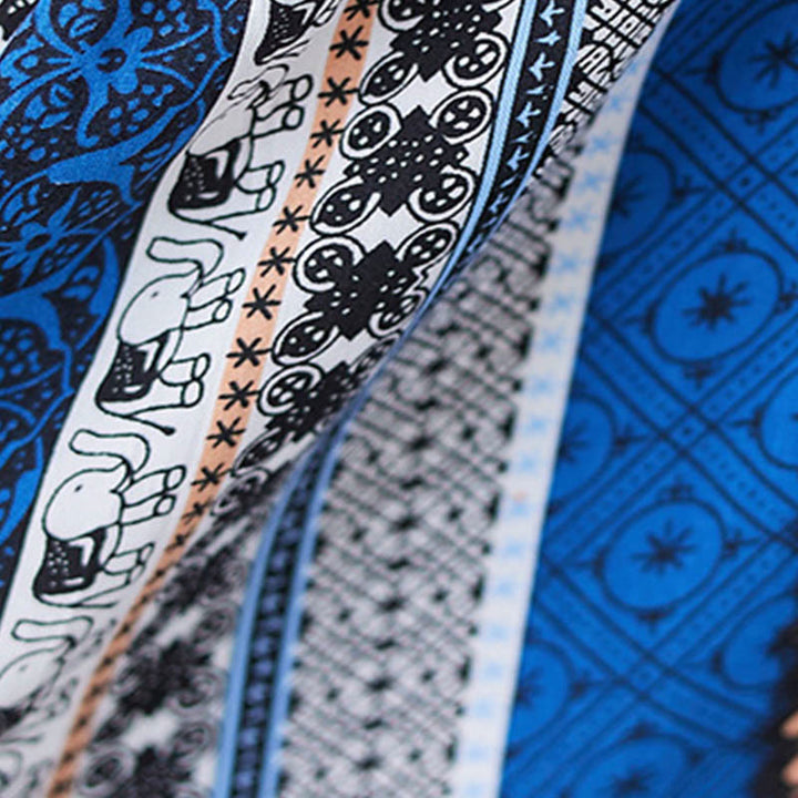 Buddha Stonesブラック ブルー ストライプ 半袖 ミディドレス ポケット付き - image 8