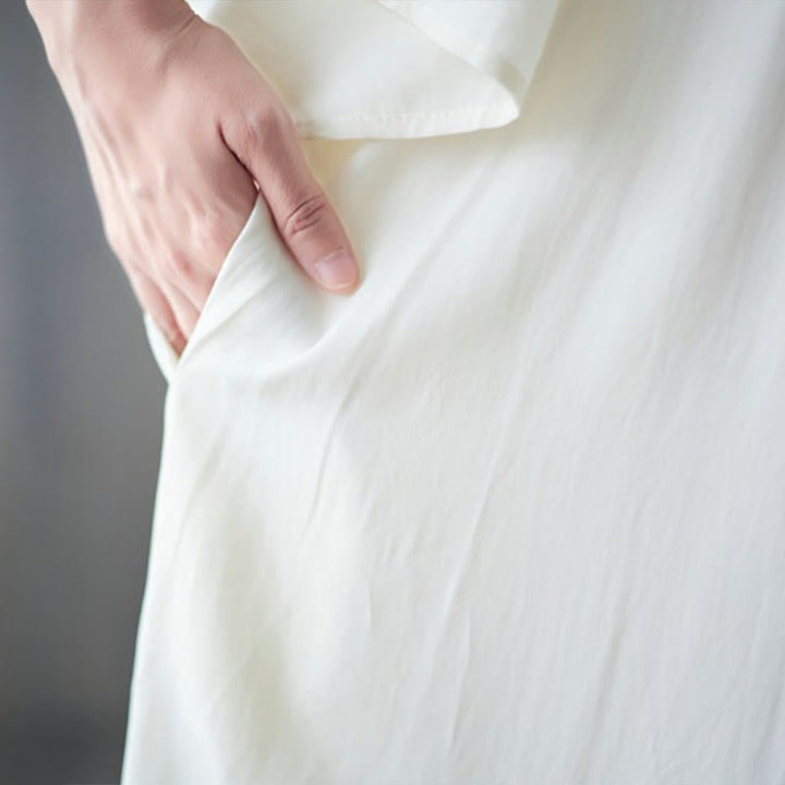 Buddha Stones刺繍入りノッチラッフルヘムミディドレス（ポケット付き） - image 9